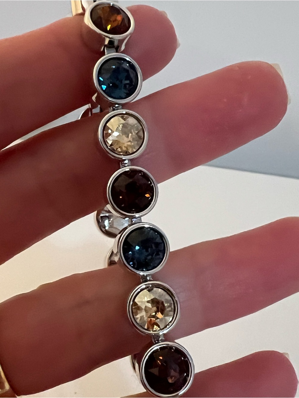 Touchstone Crystal Silver Bracelet with Blue, Amber and Champagne Crystals - Picture 3 of 7
